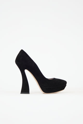 Miu Miu Suede Platform Curve Pump