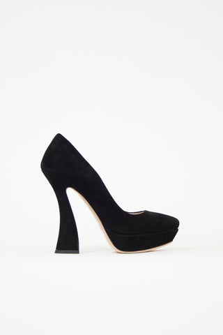 Miu Miu Suede Platform Curve Pump