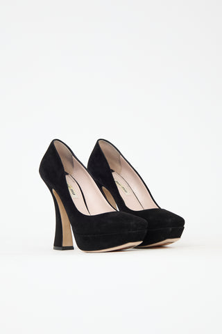 Miu Miu Suede Platform Curve Pump