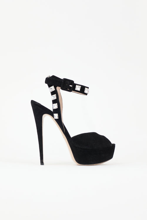 Miu Miu Suede Crystal Heel
