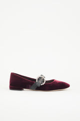 Miu Miu Velvet Crystal Buckle Maryjane