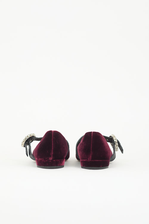 Miu Miu Velvet Crystal Buckle Maryjane