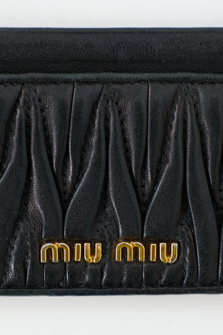 Miu Miu Ruched Leather Card Holder