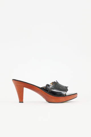 Miu Miu Vintage Patent & Wooden Sandal