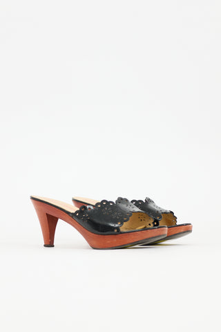 Miu Miu Vintage Patent & Wooden Sandal
