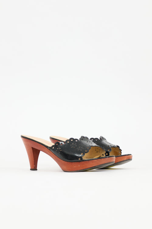 Miu Miu Vintage Patent & Wooden Sandal