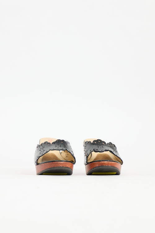 Miu Miu Vintage Patent & Wooden Sandal