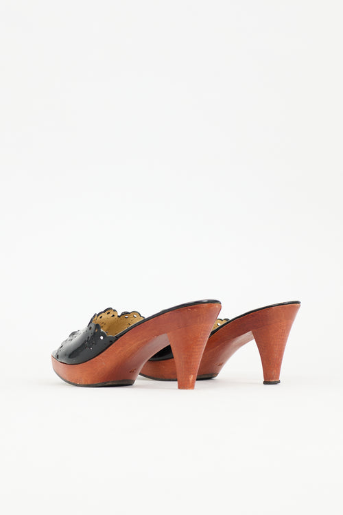 Miu Miu Vintage Patent & Wooden Sandal