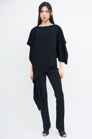 MM6 Maison Margiela Black Asymmetrical Drape Top