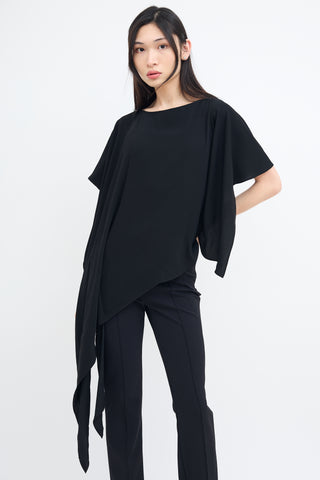 MM6 Maison Margiela Black Asymmetrical Drape Top