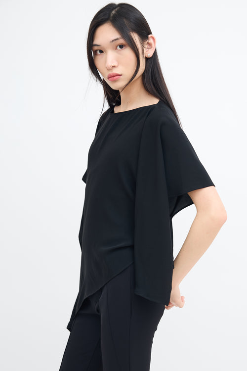 MM6 Maison Margiela Black Asymmetrical Drape Top