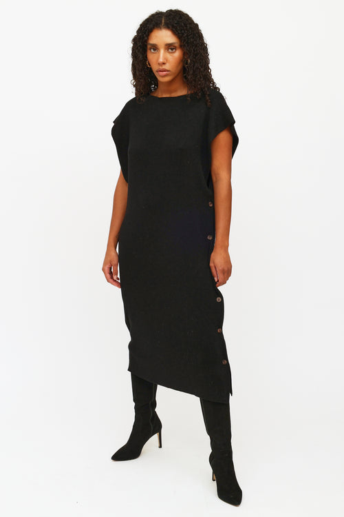 MM6 Maison Margiela Black Rib Knit Sleeveless Dress