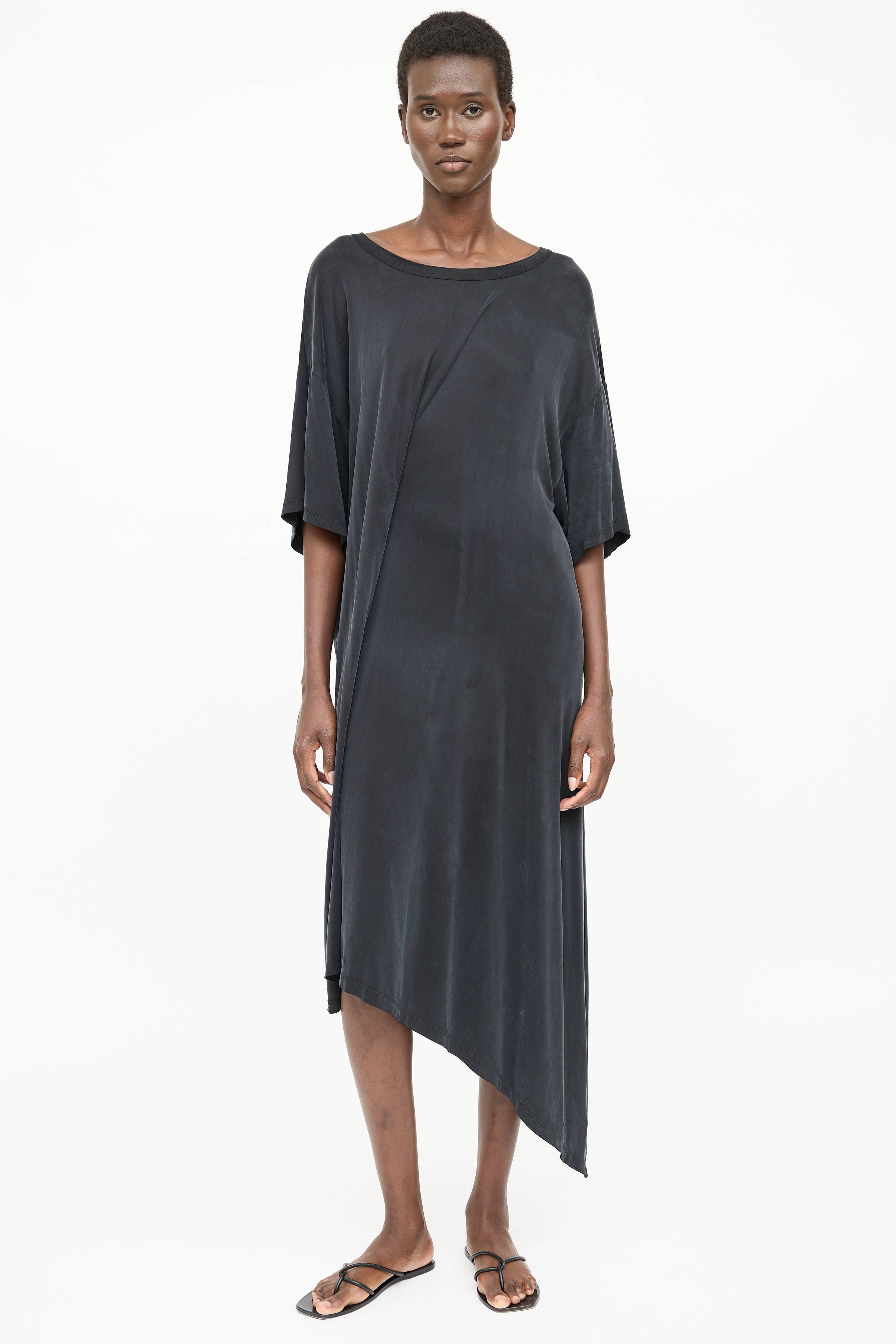 draped t shirt dress Draped Combo T-Shirt Dress with Lace Trim