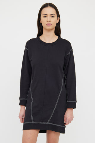 MM6 Maison Margiela Black & White Stitch Long Sleeve Sweater Dress