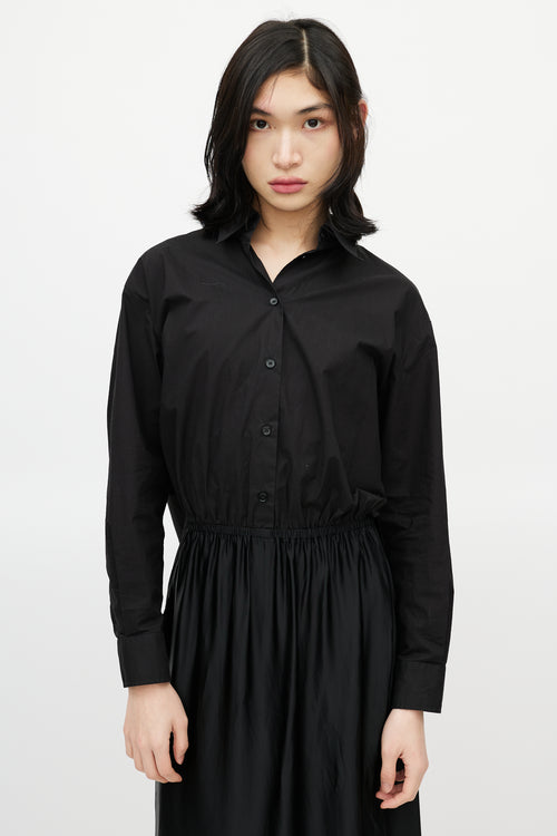 MM6 Maison Margiela Black Cotton & Satin Slip Shirt Dress