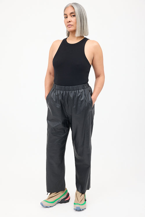 MM6 Maison Margiela Black Faux Leather Tapered Trouser