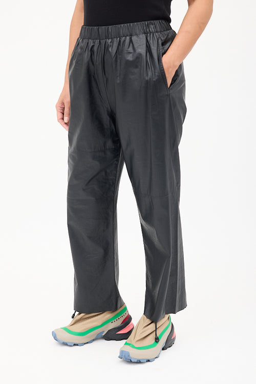 MM6 Maison Margiela Black Faux Leather Tapered Trouser