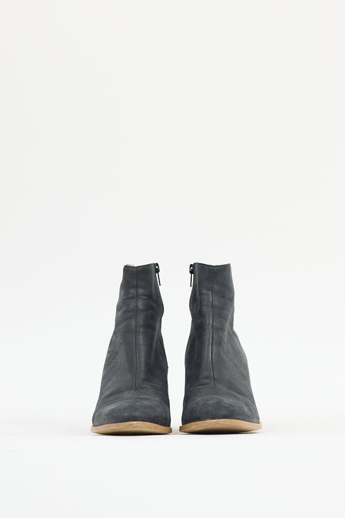 MM6 Maison Margiela Black Leather Round Toe Boot