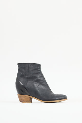 MM6 Maison Margiela Black Leather Round Toe Boot