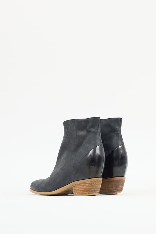 MM6 Maison Margiela Black Leather Round Toe Boot