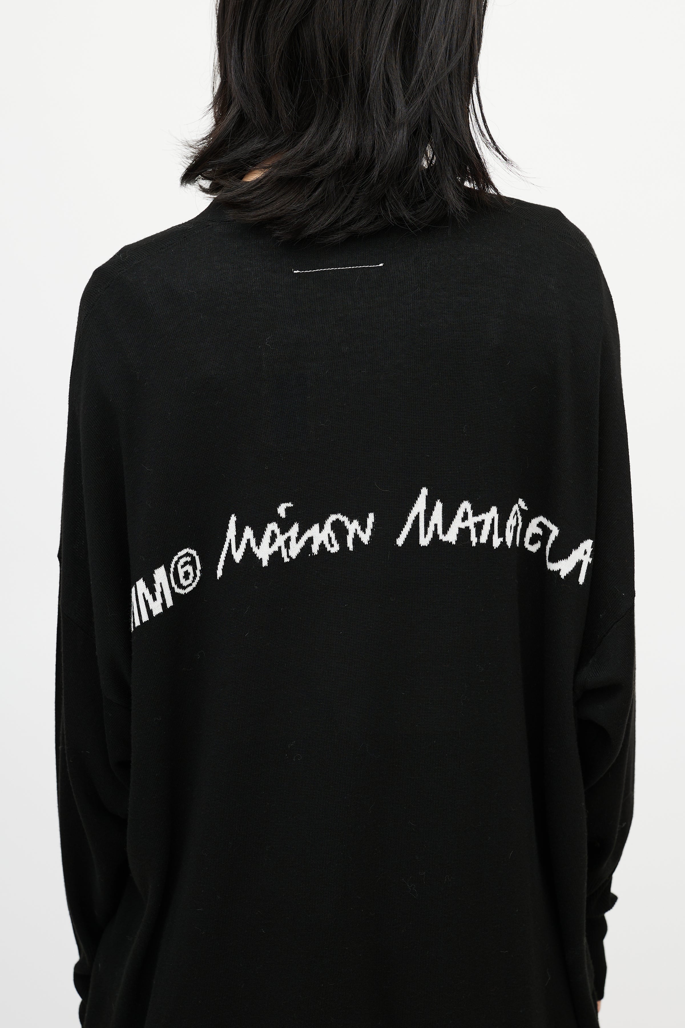 MM6 Maison Margiela // Black Long Logo Cardigan – VSP Consignment