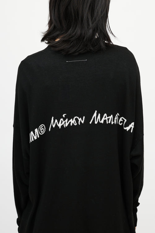 MM6 Maison Margiela Black Long Logo Cardigan
