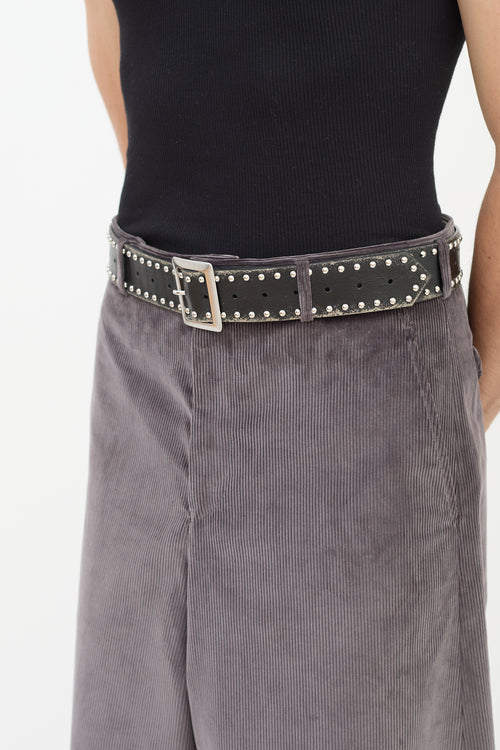 MM6 Maison Margiela Black & Silver Distresssed Leather Studded Belt