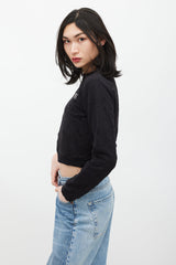 MM6 Maison Margiela Black & White Distressed Cropped Sweatshirt