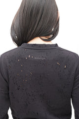 MM6 Maison Margiela Black & White Distressed Cropped Sweatshirt
