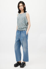 MM6 Maison Margiela Blue Asymmetrical Panelled Denim Trouser