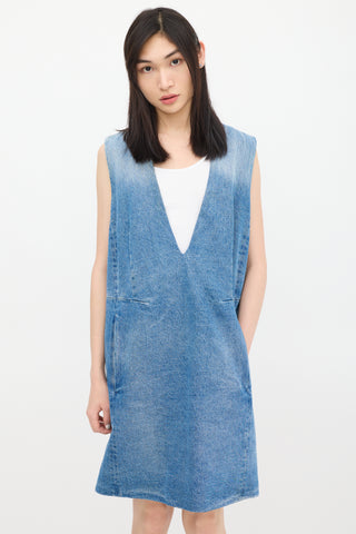 MM6 Maison Margiela Blue V-Neck Denim Dress