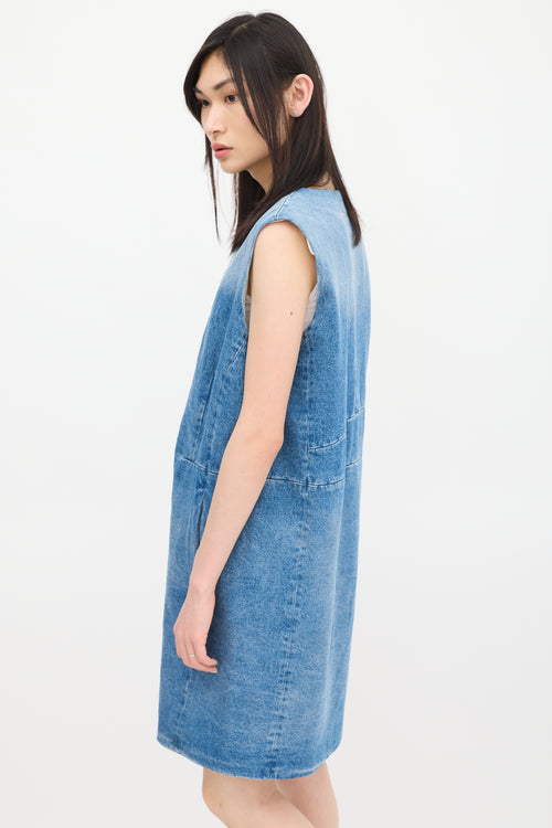 MM6 Maison Margiela Blue V-Neck Denim Dress