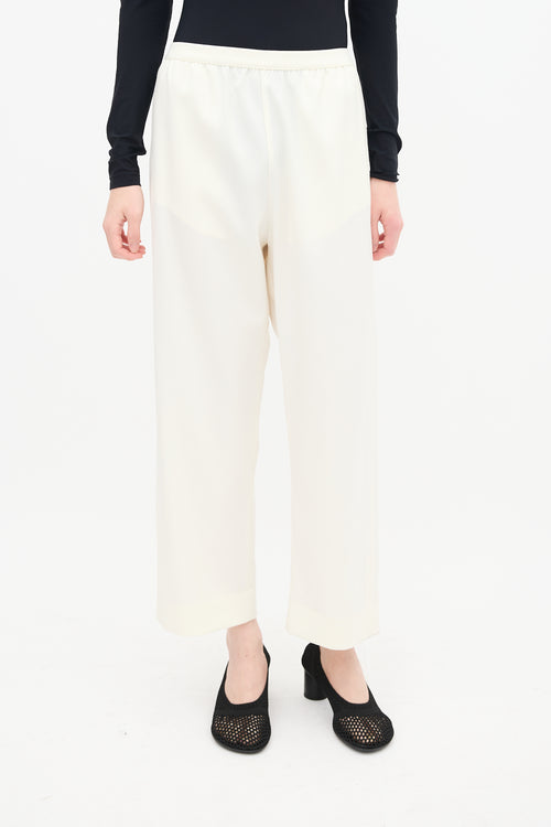 MM6 Maison Margiela Cream Straight Leg Trouser