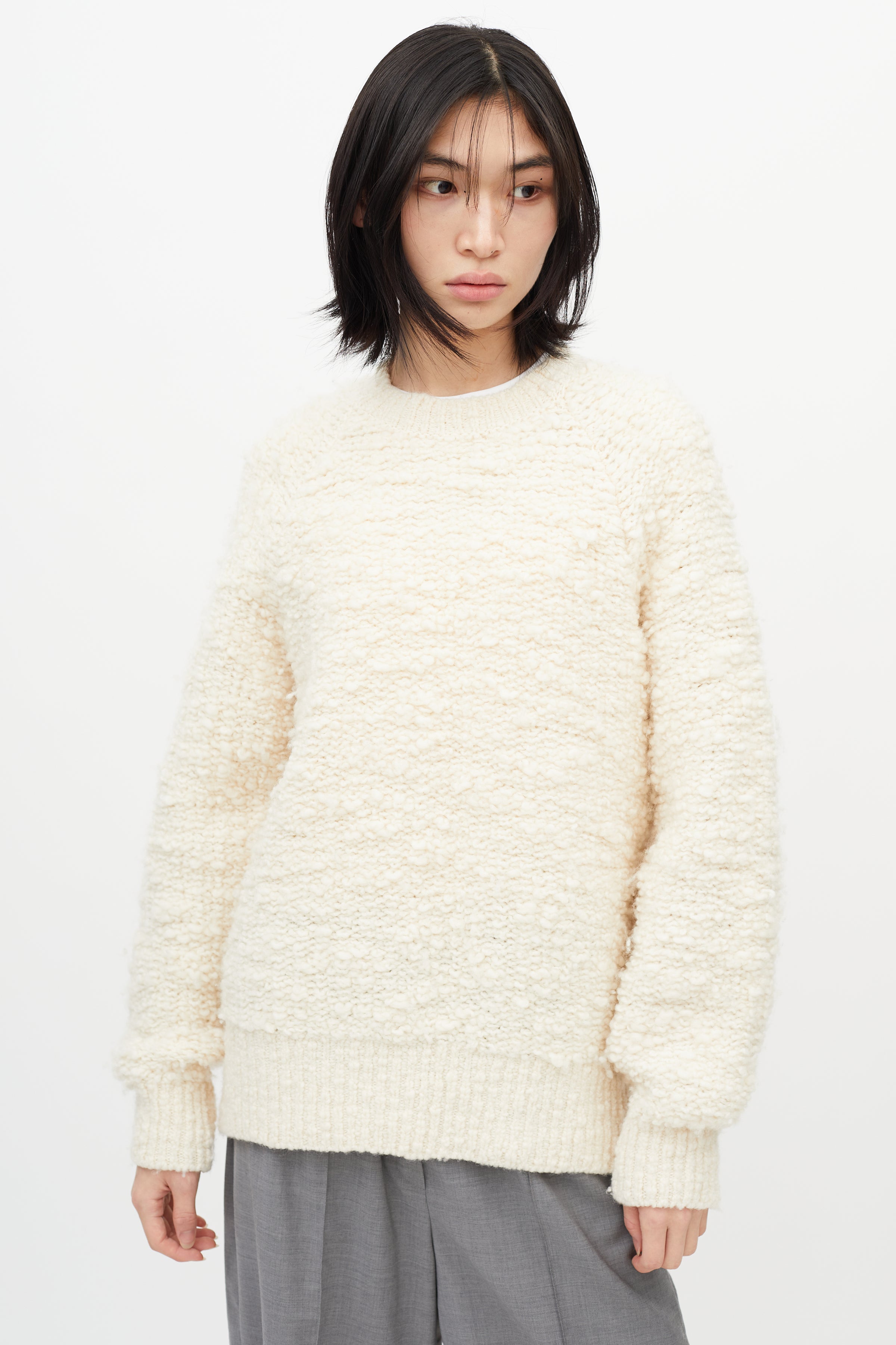 MM6 Maison Margiela // Cream Wool Boucle Knit Sweater – VSP Consignment
