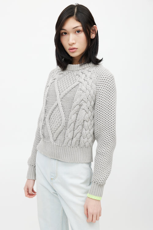 MM6 Maison Margiela Grey Cable Knit Sweater
