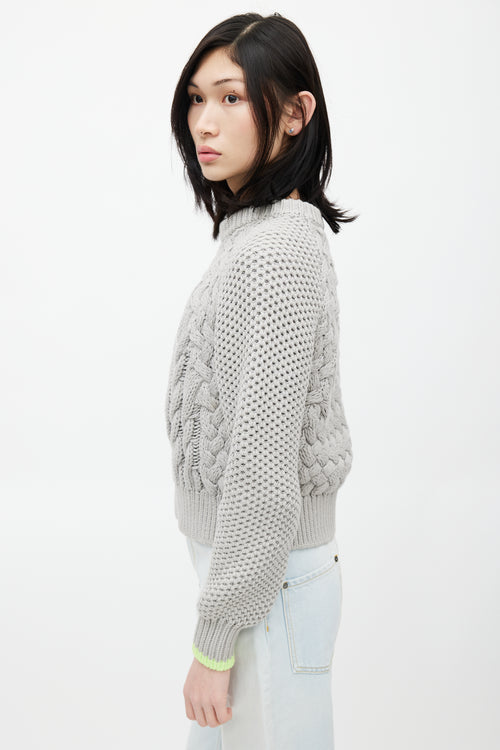 MM6 Maison Margiela Grey Cable Knit Sweater