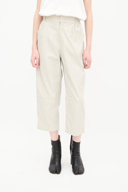 MM6 Maison Margiela Grey Faux Leather Cropped Trouser