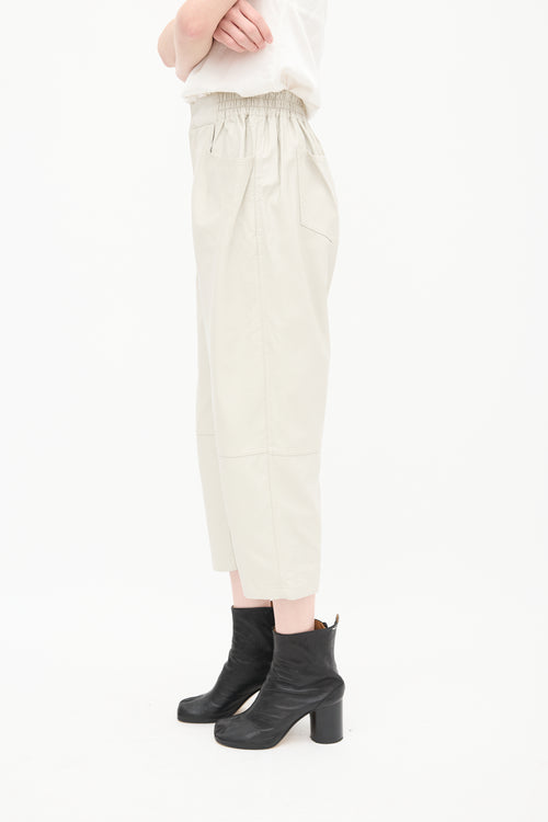 MM6 Maison Margiela Grey Faux Leather Cropped Trouser