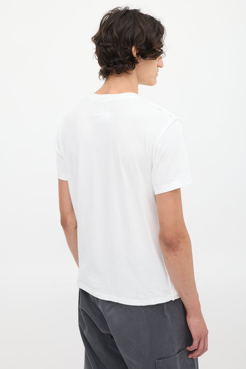 MM6 Maison Margiela White Numbers Logo Printed Distressed  T-Shirt