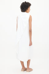 MM6 Maison Margiela White Tie Neck Sleeveless Shirt Dress