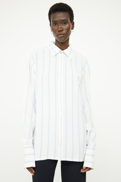 MM6 Maison Margiela White & Blue Stripe Shirt