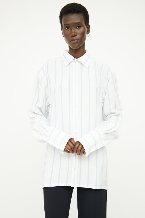 MM6 Maison Margiela White & Blue Stripe Shirt