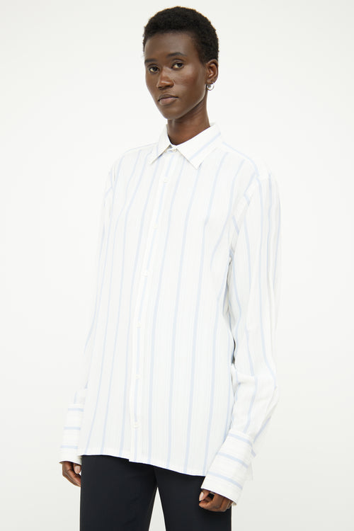 MM6 Maison Margiela White & Blue Stripe Shirt