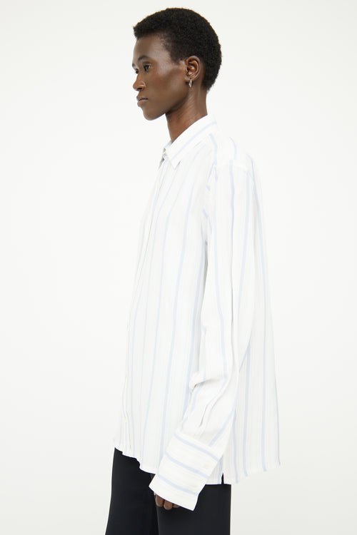 MM6 Maison Margiela White & Blue Stripe Shirt