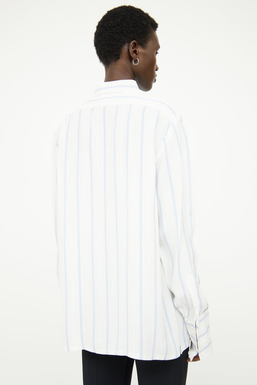 MM6 Maison Margiela White & Blue Stripe Shirt