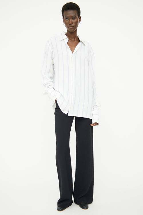 MM6 Maison Margiela White & Blue Stripe Shirt