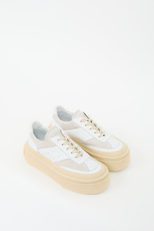 MM6 Maison Margiela White & Beige Leather Platform Sneaker