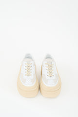 MM6 Maison Margiela White & Beige Leather Platform Sneaker