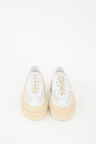 MM6 Maison Margiela White & Beige Leather Platform Sneaker