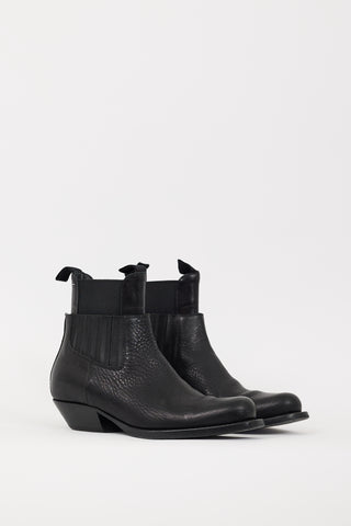 MM6 Maison Margiela Black Leather Layered Chelsea Ankle Boot